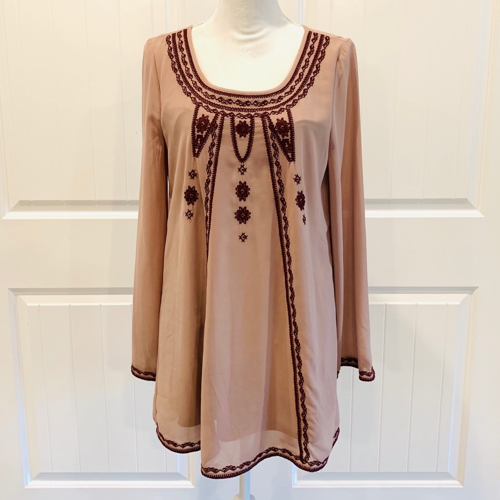 Anthropologie Blu Pepper Embroidered Dress - Large
